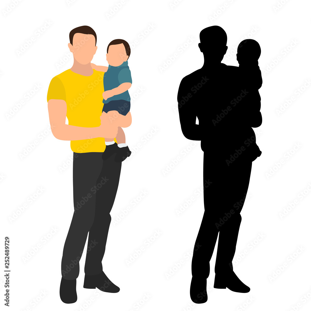 vector, isolated, flat style parent and child