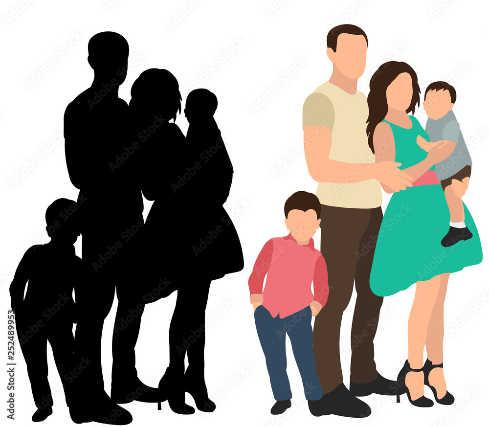 flat style, people, family