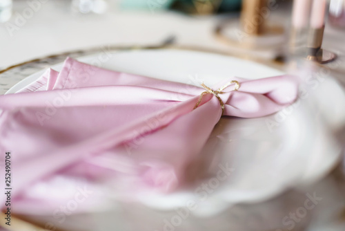 Valentines day or wedding meal background. Romantic holiday table setting. Restaurant concept. Flat lay