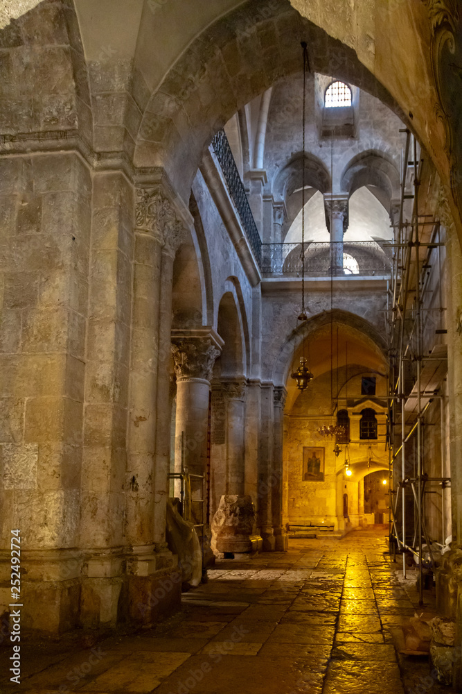 Jerusalem, Palestine, Israel-August 14, 2015: Church of the Holy Sepulchre. Old town.