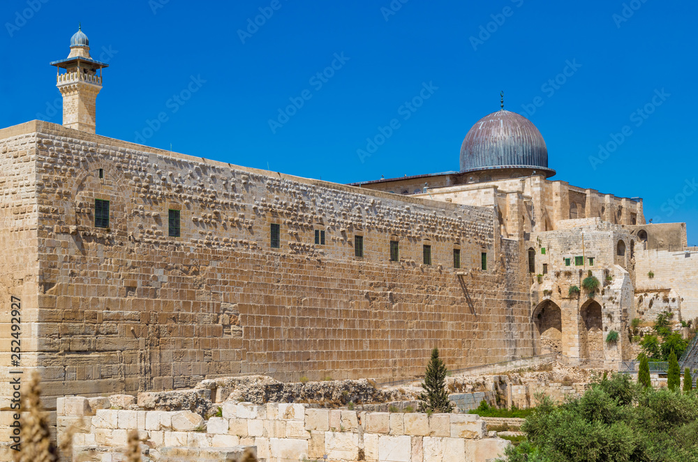 Jerusalem, Palestine, Israel-August 14, 2015 - al-Aqsa Mosque is a large Muslim temple in Jerusalem and one of the most revered shrines of Islam.