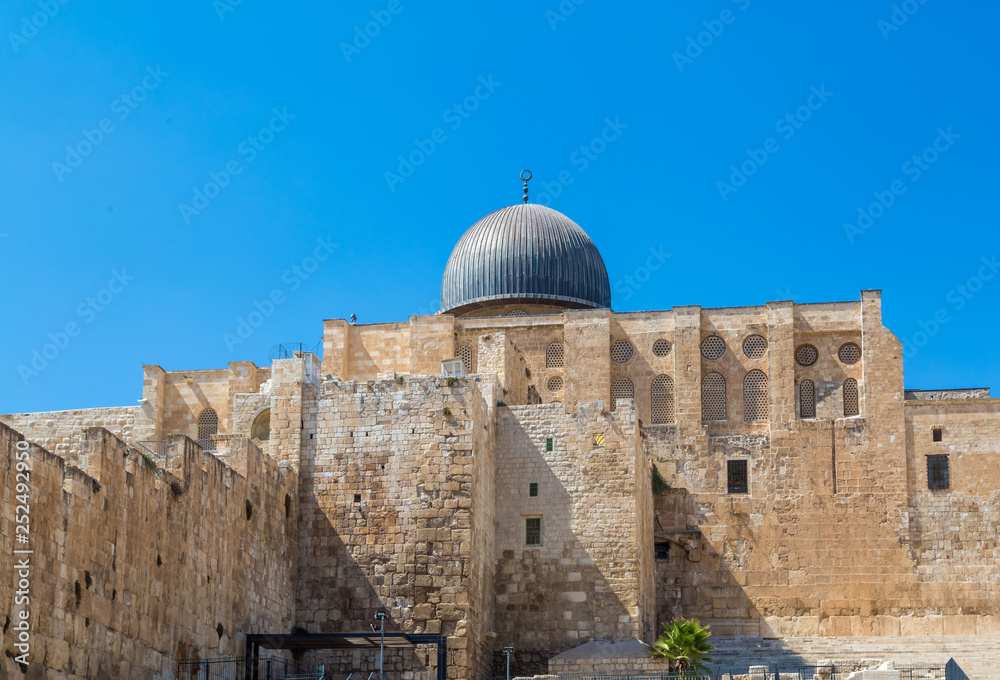 Jerusalem, Palestine, Israel-August 14, 2015 - al-Aqsa Mosque is a large Muslim temple in Jerusalem and one of the most revered shrines of Islam.