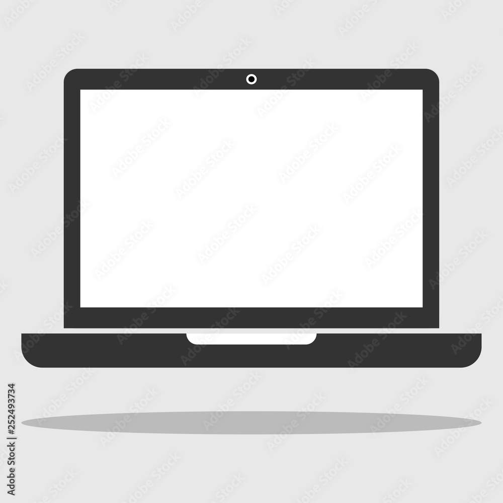 Laptop isolated on background. Computer notebook, pc icon. Mobile device. Vector flat design Laptop isolated on background. Computer notebook, pc icon. Mobile device. Vector flat design