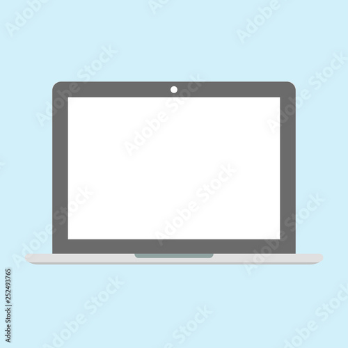 Laptop isolated on background. Computer notebook  pc icon. Mobile device. Vector flat design