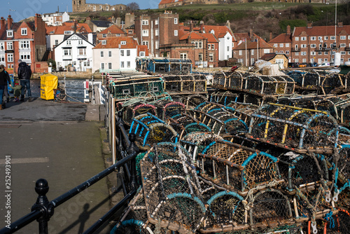 Obraz na płótnie Stacked fishing creels, Whitby, England w salonie
