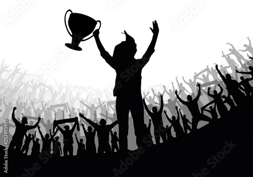 Girl champion and Cheering fans 