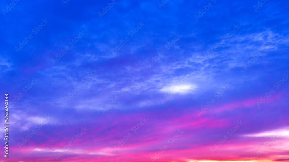 fantascic colorful blue, violet and orange sunset sunsrise skyline