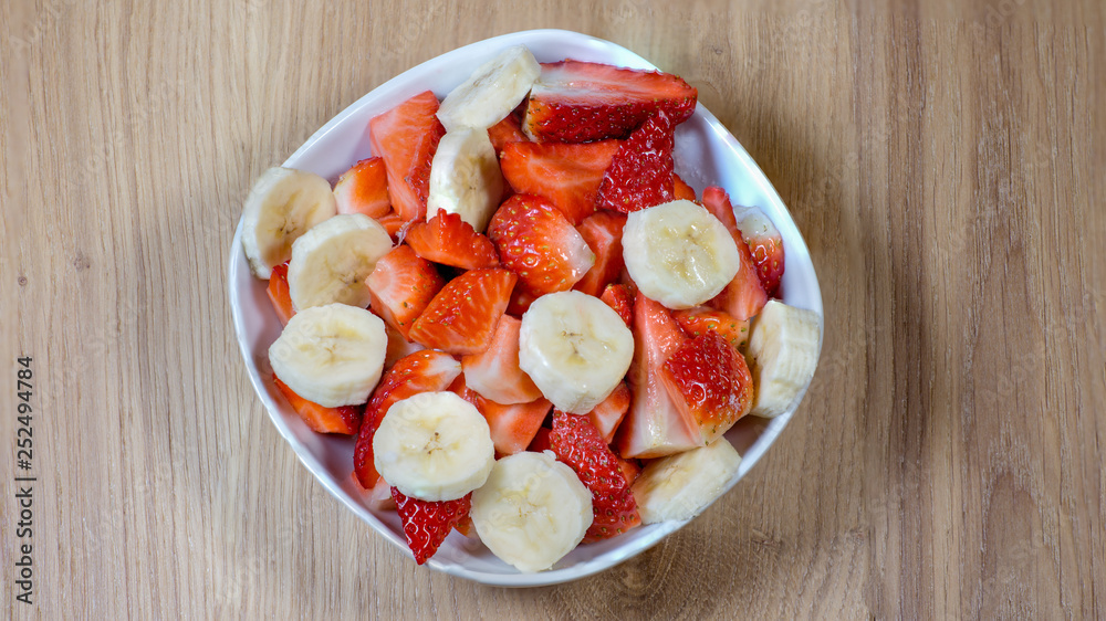 A Delicious Banana Strawberry Fruit Salad, for dieting with lots of vitamins A Delicious Banana Strawberry Fruit Salad, for dieting with lots of vitamins