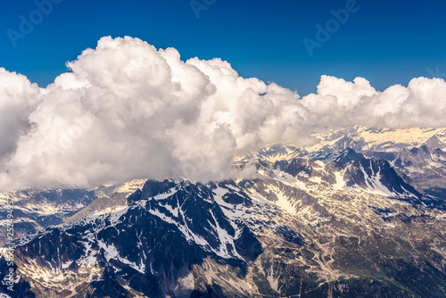 Snowy mountains Chamonix, Mont Blanc, Haute-Savoie, Alps, France