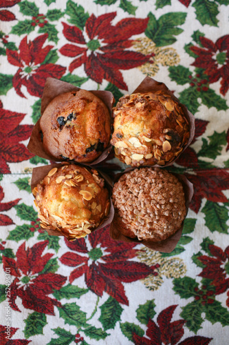 four fresh baked muffins