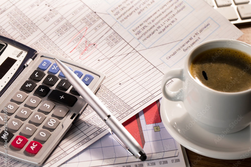 Accounting. Items for doing business in the office in the composition. Accounting. Items for doing business in the office in the composition.