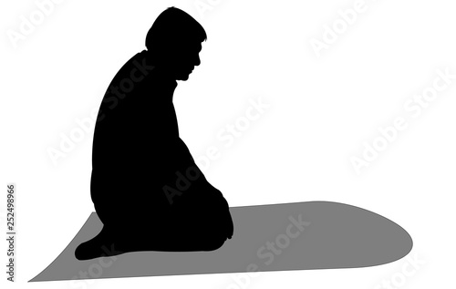 a muslim man praying silhouette vector