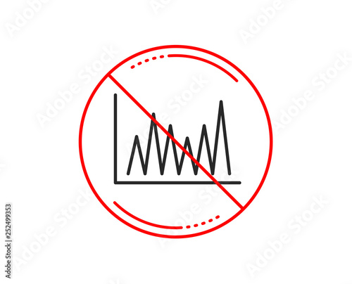 No or stop sign. Line chart icon. Financial growth graph sign. Stock exchange symbol. Caution prohibited ban stop symbol. No  icon design.  Vector
