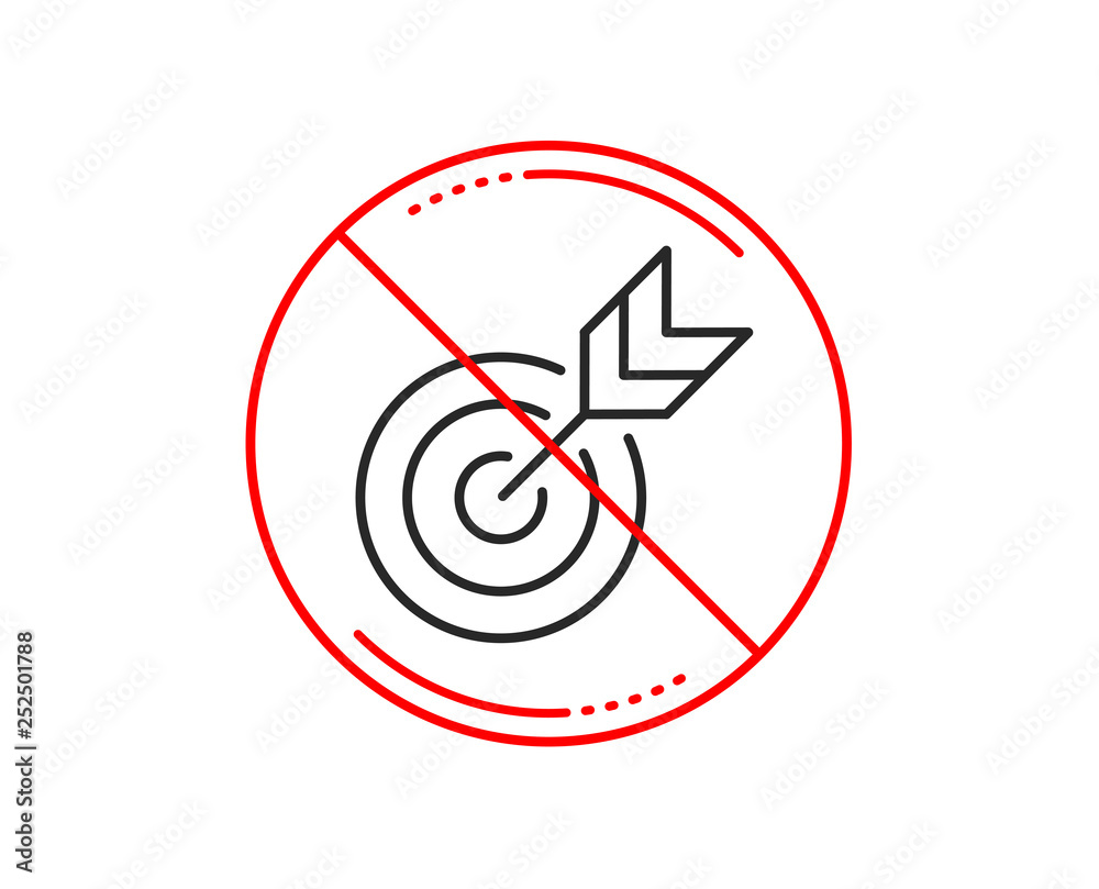 No or stop sign. Target line icon. Marketing targeting strategy symbol. Aim with arrows sign. Caution prohibited ban stop symbol. No icon design. Vector No or stop sign. Target line icon. Marketing targeting strategy symbol. Aim with arrows sign. Caution prohibited ban stop symbol. No icon design. Vector