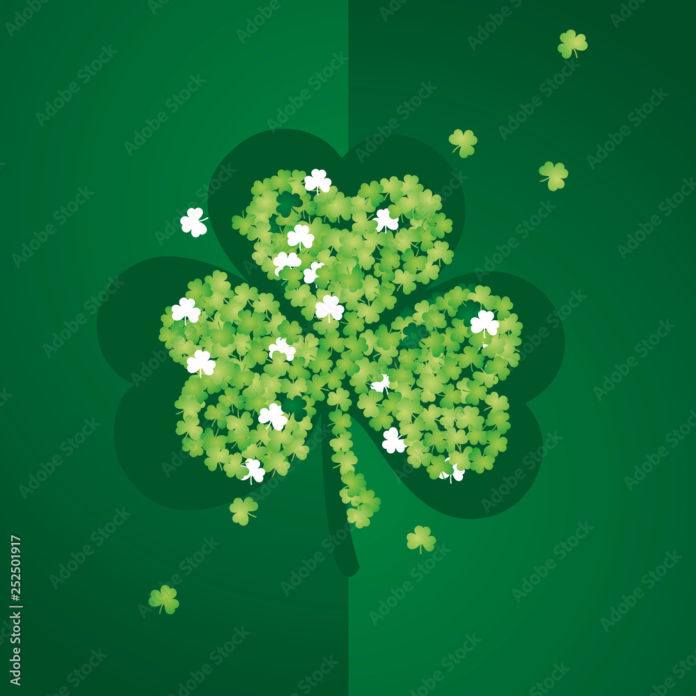 Plakat Saint Patricks Day clover leaves green two fold greeting card background