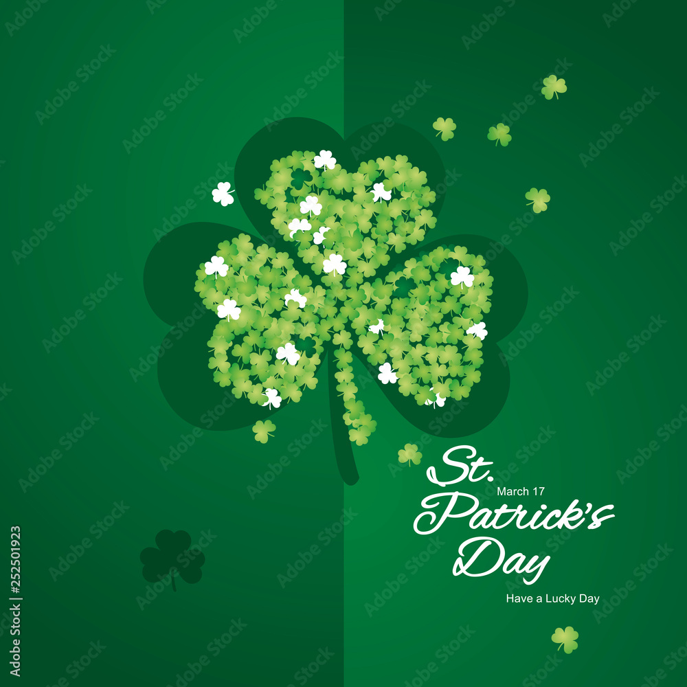 Plakat Saint Patricks Day clover leaves handwritten calligraphy green two fold greeting card