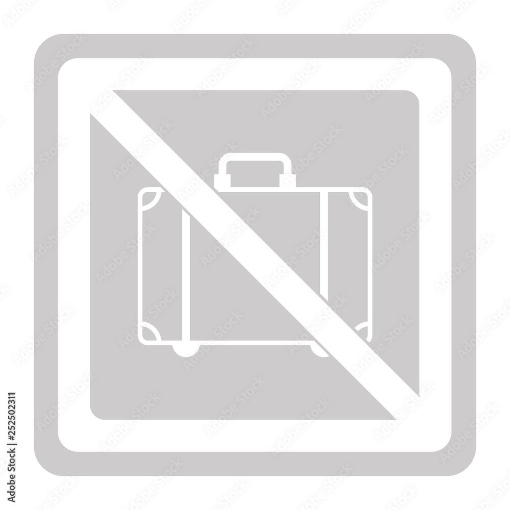 Gepäck verboten - Schild - Piktogramm - grau weiß Gepäck verboten - Schild - Piktogramm - grau weiß