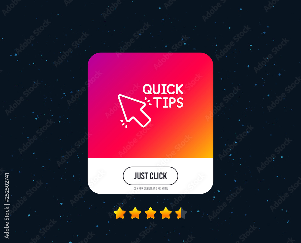 Quick tips click line icon. Helpful tricks sign. Web or internet line icon design. Rating stars. Just click button. Vector Quick tips click line icon. Helpful tricks sign. Web or internet line icon design. Rating stars. Just click button. Vector