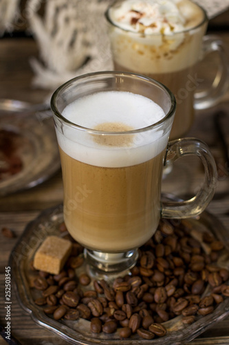 Fototapeta Naklejka Na Ścianę i Meble -  Hot coffee drink cappuccino with milk foam