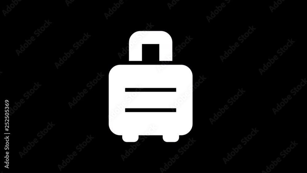 From the Glitch effect arises suitcase rolling symbol. Then the TV turns off. Alpha channel Premultiplied - Matted with color black From the Glitch effect arises suitcase rolling symbol. Then the TV turns off. Alpha channel Premultiplied - Matted with color black