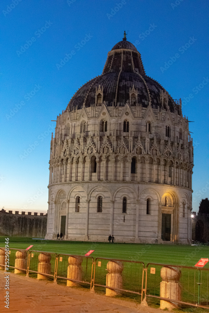 Pisa,tuscany/Italy 23 february 2019 :the baptistery of pisa the largest in Italy in a bright but cold sunny day