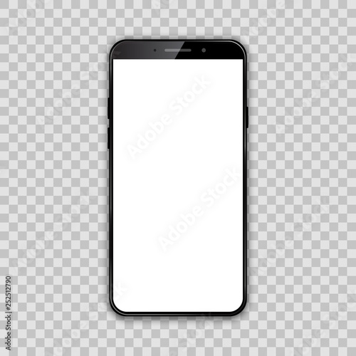 Black smartphone with white empty touch screen - vector