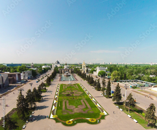 Panoramic view of the main walkway of the exhibition center in Moscow. photo