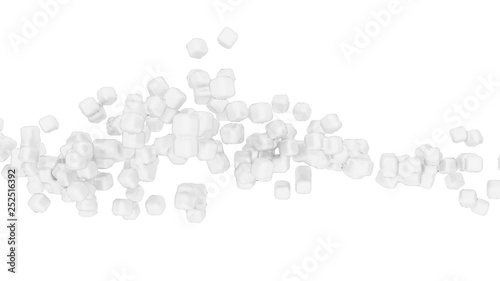 Сhalk coal low poly metacubes white clear background. 3d rendering creative concept