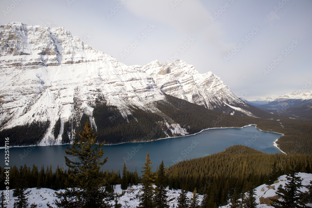 snow covered mountains landscape - peyto lake, canada