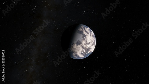 Planet Earth from space 3D illustration orbital view, our planet from the orbit, world, ocean, atmosphere, land, clouds, globe (Elements of this image furnished by NASA)