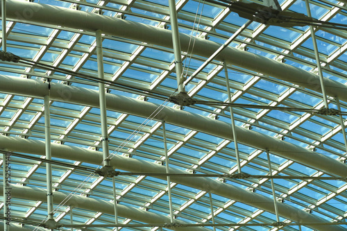 Abstract of glass and steel roof to atrium photo