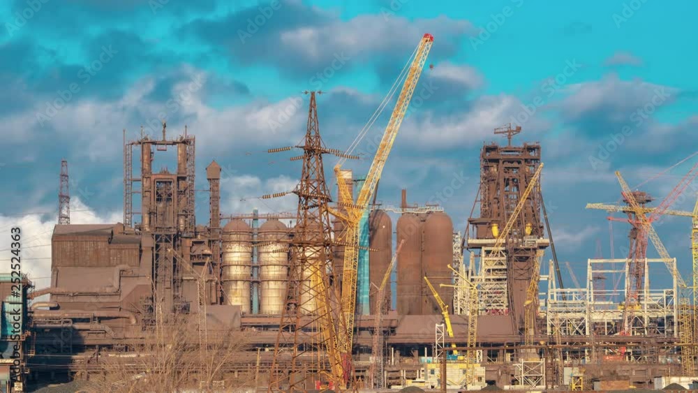 Timelapse 4K. Smoking factory chimneys. Environmental problem of pollution of environment and air in large cities Timelapse 4K. Smoking factory chimneys. Environmental problem of pollution of environment and air in large cities