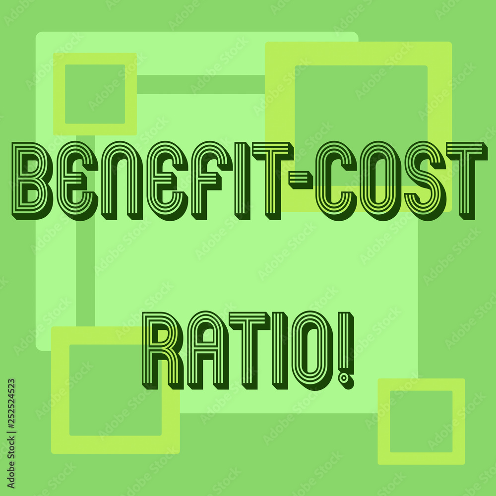 Handwriting text Benefit Cost Ratio. Concept meaning Relationship