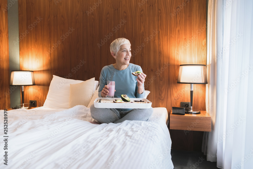 Woman having a healthy breakfast Woman having a healthy breakfast