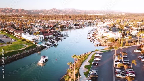 Aerial over suburban Southern California sprawl and condos near Ventura, California.