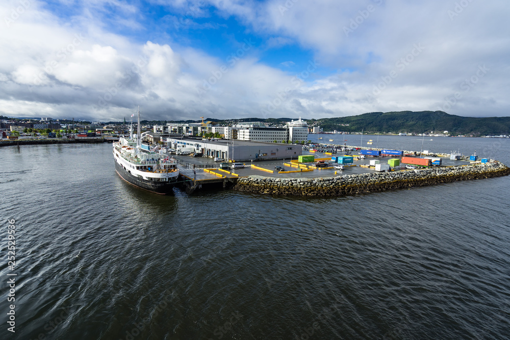 View of Trondheim port, a stop for cruise ships in Norway's tour