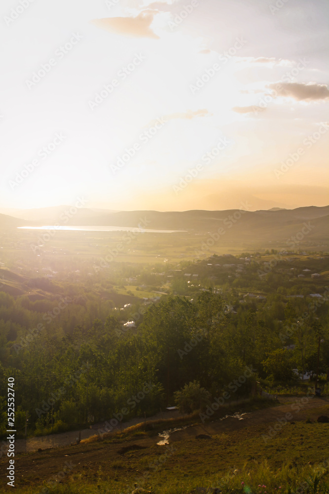 Obraz premium Sunrise in mountains landscape, Turkey, Van