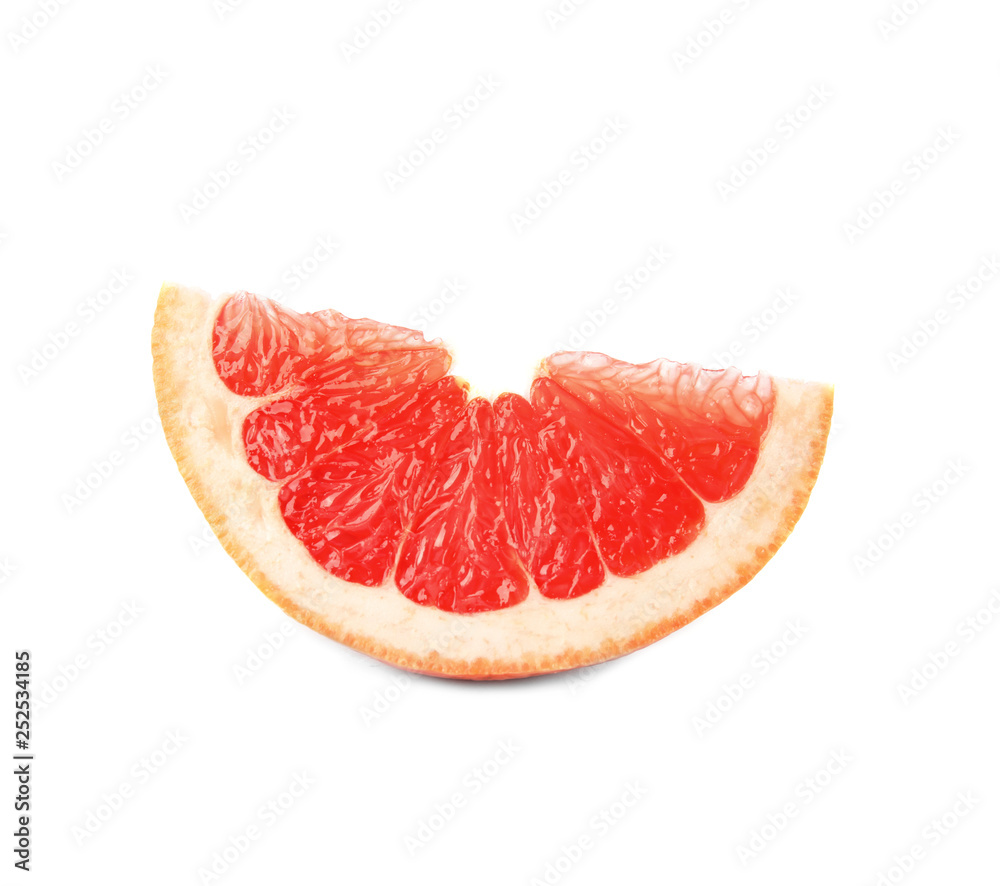 Slice of ripe juicy grapefruit on white background Slice of ripe juicy grapefruit on white background