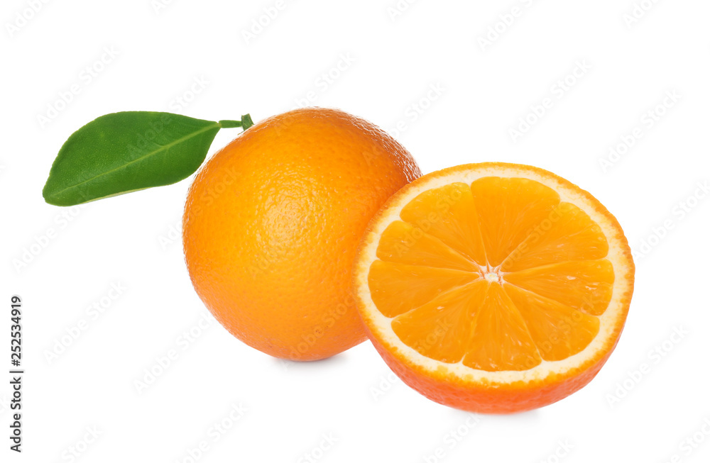 Fresh ripe oranges isolated on white. Citrus fruit Fresh ripe oranges isolated on white. Citrus fruit