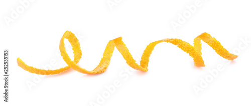 Foto Fresh orange peel on white background. Healthy fruit