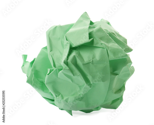 Colorful crumpled sheet of paper on white background
