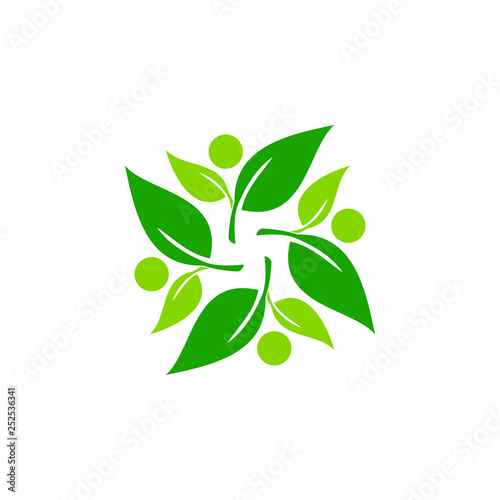 Modern Green Leaf Eco Icon Template Logo