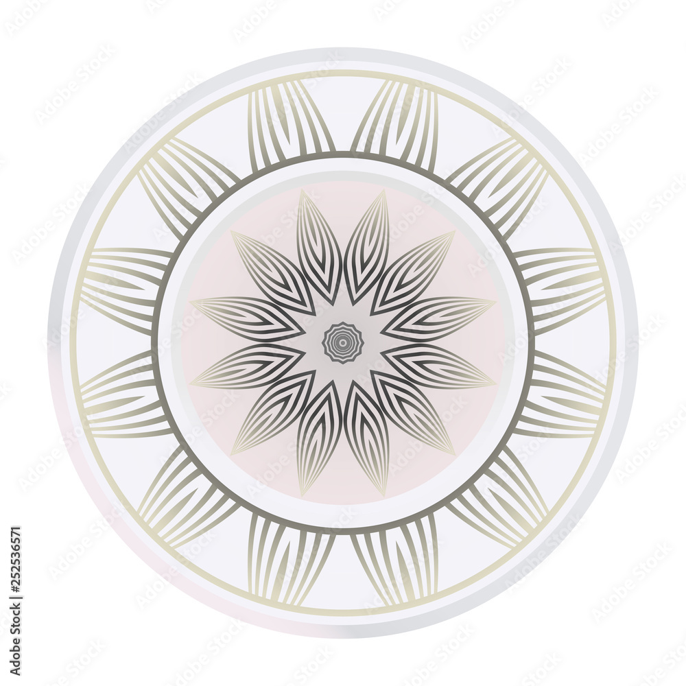 Design With Beautiful Floral Mandala Ornament. Vector Illustration. For Coloring Book, Greeting Card, Invitation, Tattoo. Anti-Stress Therapy Pattern. Indian, Moroccan, Mystic, Ottoman Motifs
