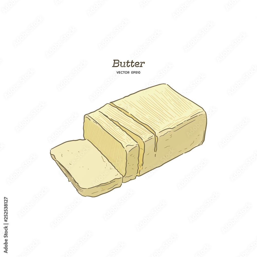 Butter, hand draw sketch vector. Butter, hand draw sketch vector.