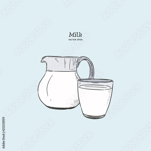 Milk, hand draw sketch vector.