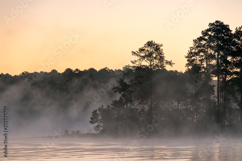 Early Morning Fog on Clarke's Hill Lake at Mistletoe State Park, Georgia 