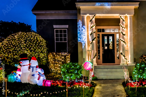 CELEBRATION, FLORIDA, USA - DECEMBER, 2018: Christmas Decorated House at Celebration City.