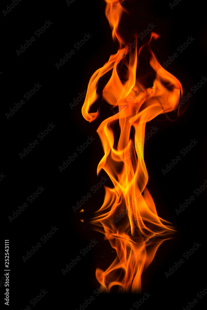 Fototapeta premium Fire flames on a black