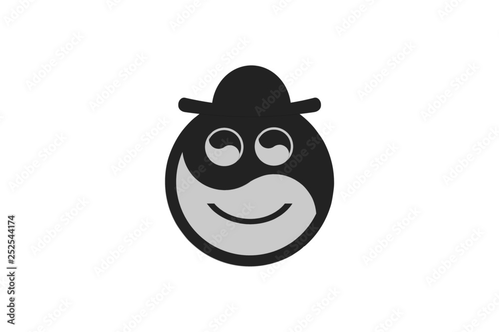 Yin Yang Emoji English Derby Bowler Clown Hat