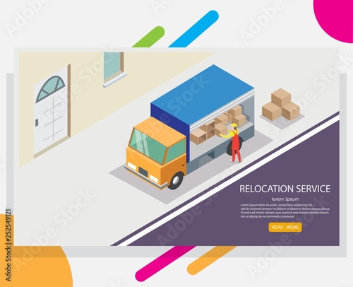 Relocation service vector web banner design template